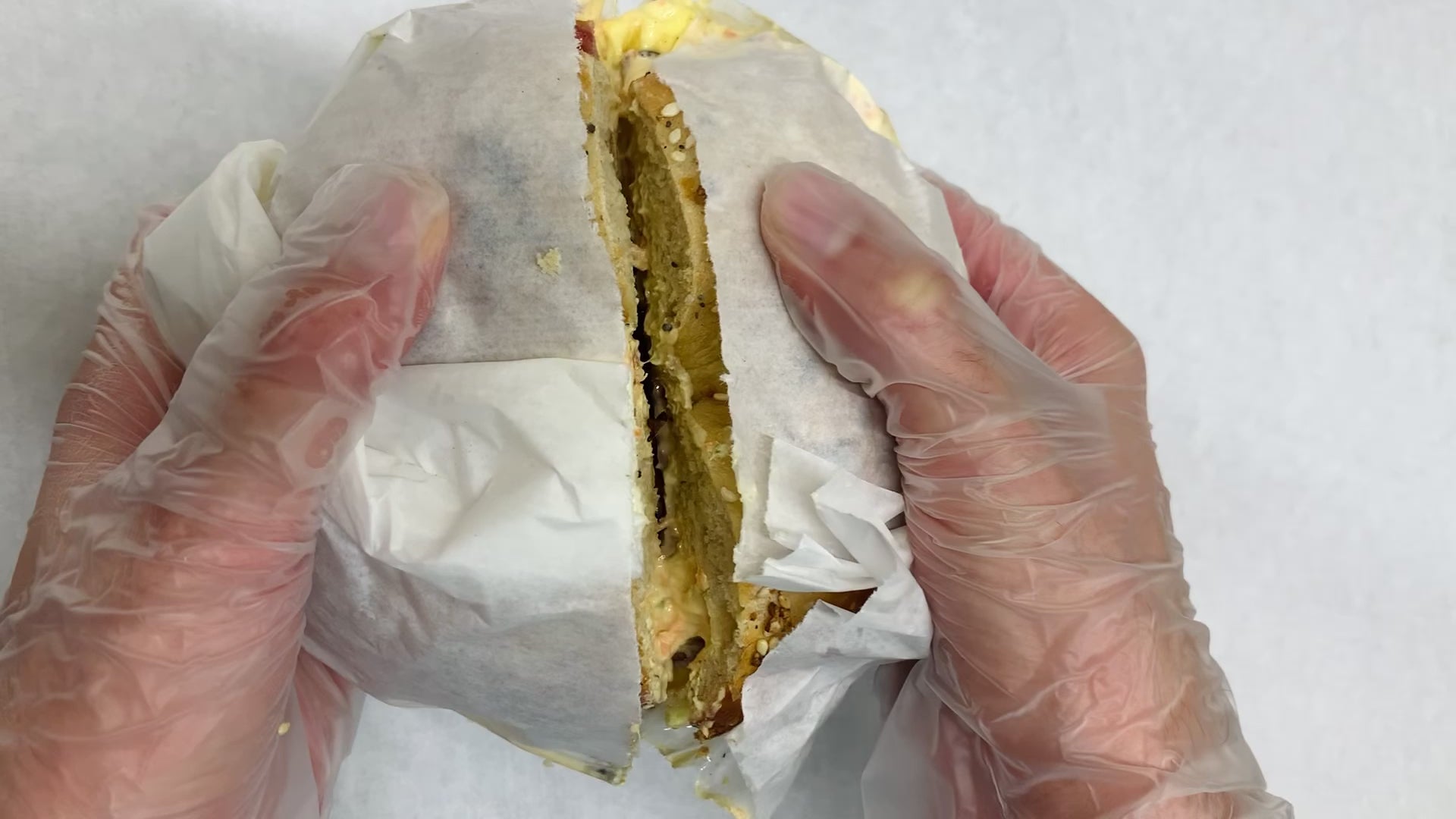 Load video: pork roll, egg &amp; cheese bagel sandwich